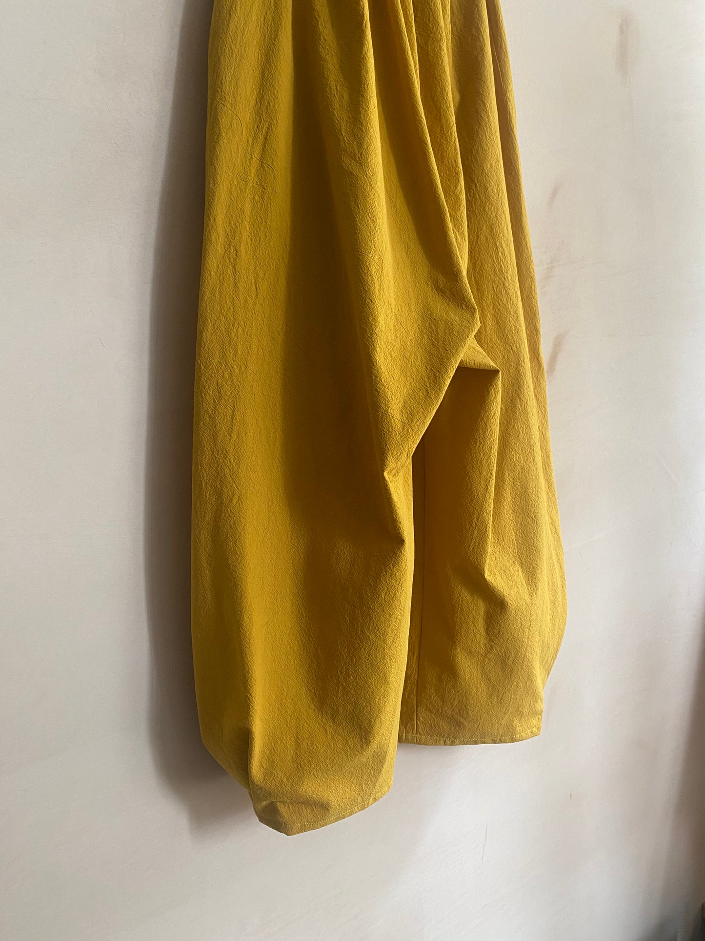 Washed Cotton Barrel Leg Trousers in Yellow