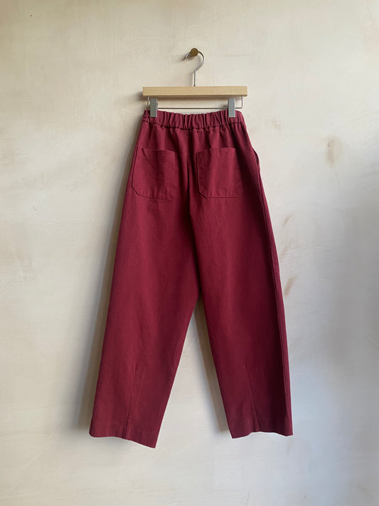 Pleated leg trousers -Burgundy-