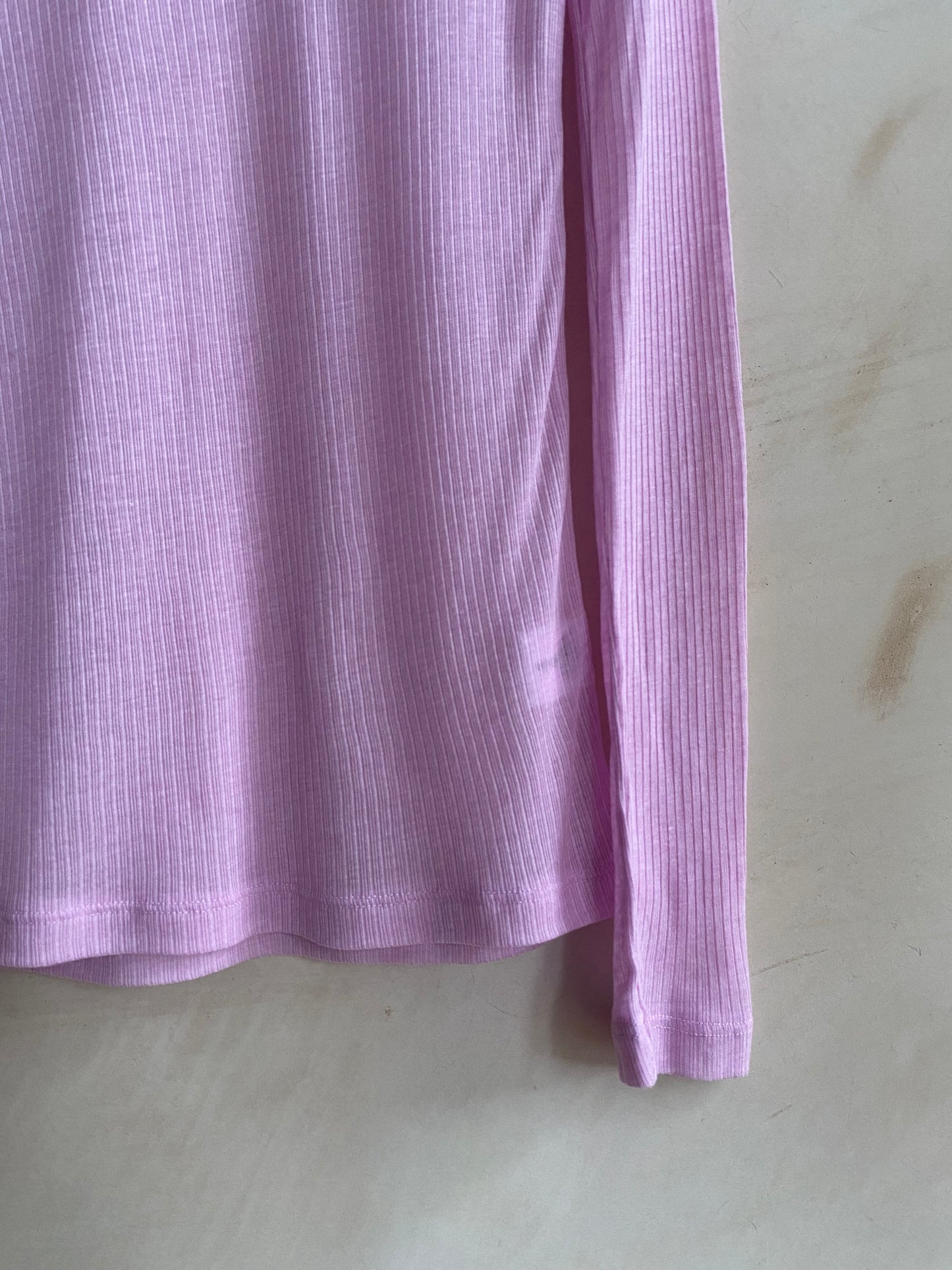 Rib seethrough L/S top -Pink-