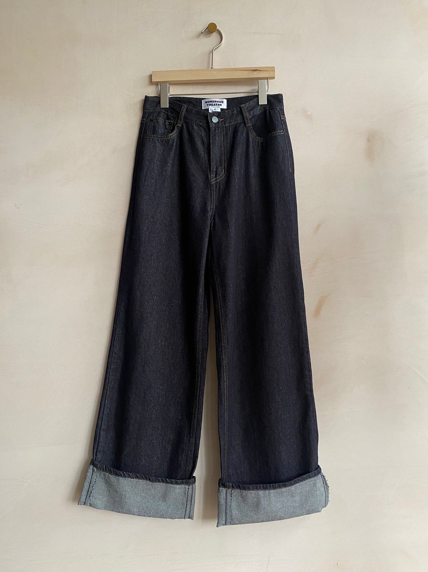 Folded bottom Indigo Jeans -denim-
