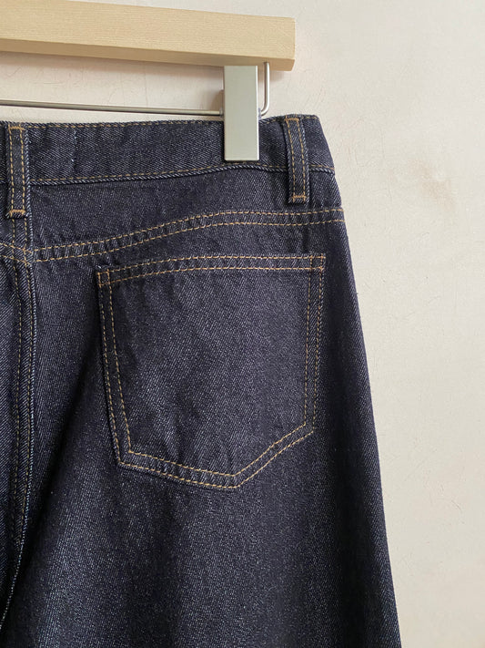 Folded bottom Indigo Jeans -denim-