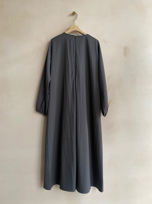 Front tuck dress -Grey-