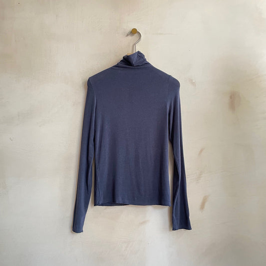 Bamboo Rayon turtle neck -Navy-