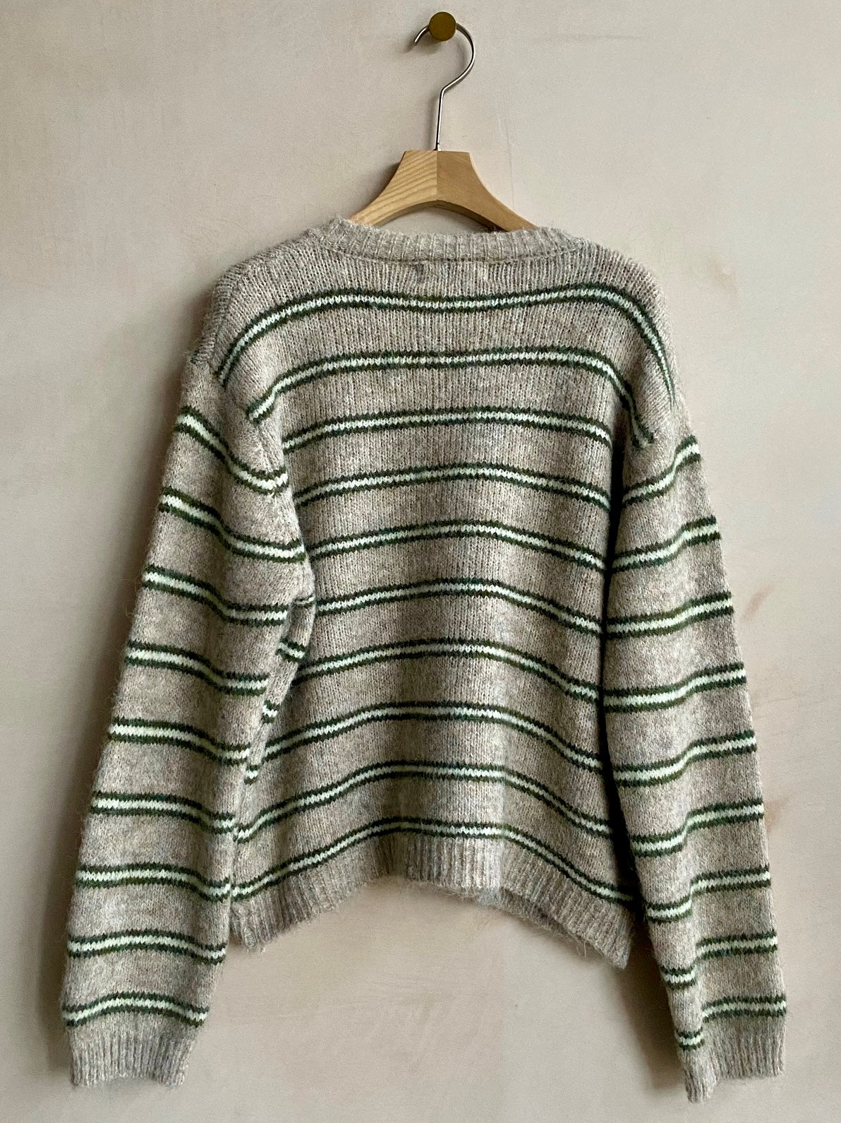 Stripe knit Cardi -Beige-