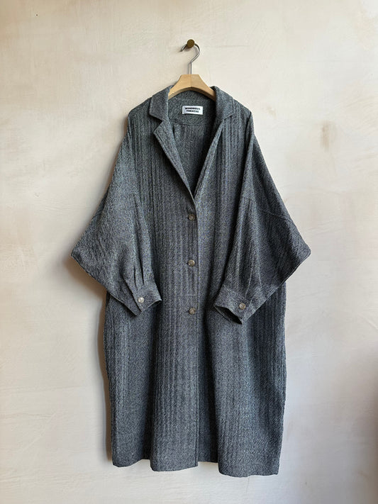 Balloon Sleeve light weight wool long Coat -Ivory-