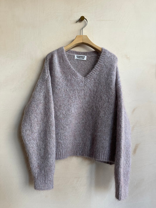 V neck Wool&Mohair Knit -Purple-