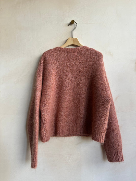 V neck Wool&Mohair Knit -Orange-