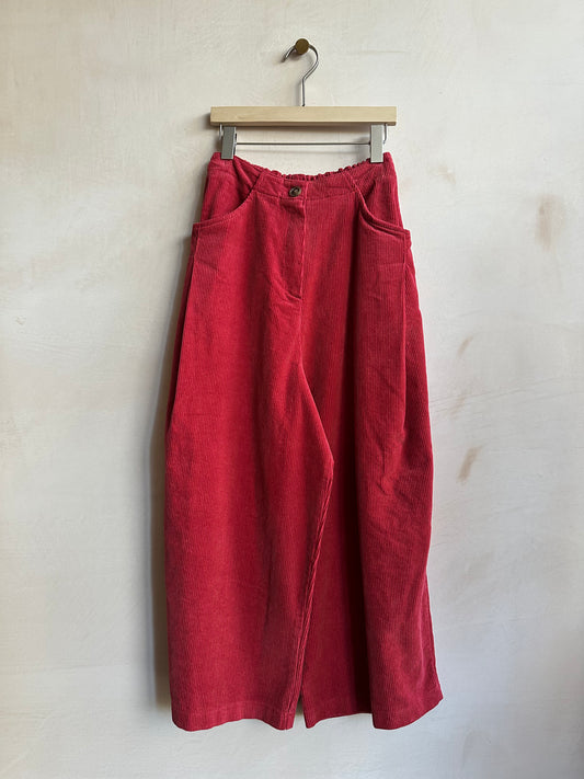 Corduroy very wide trousers -Red-