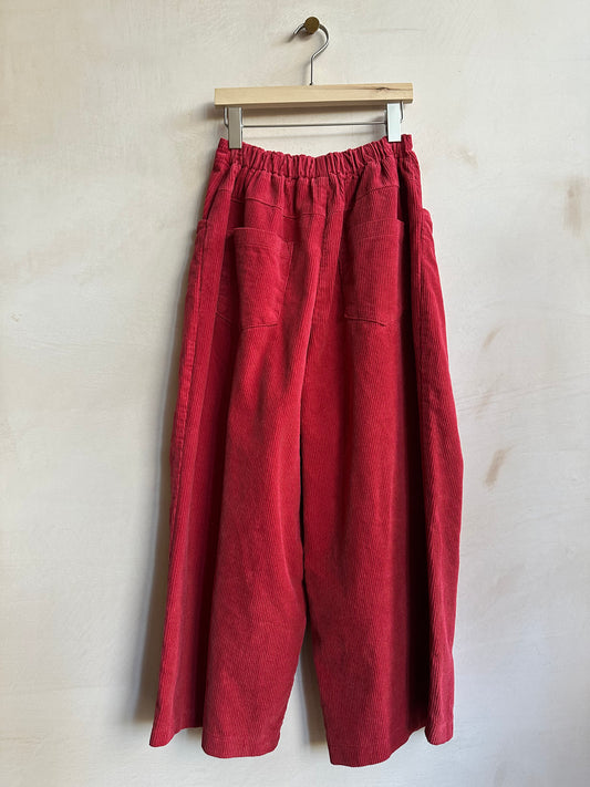 Corduroy very wide trousers -Red-