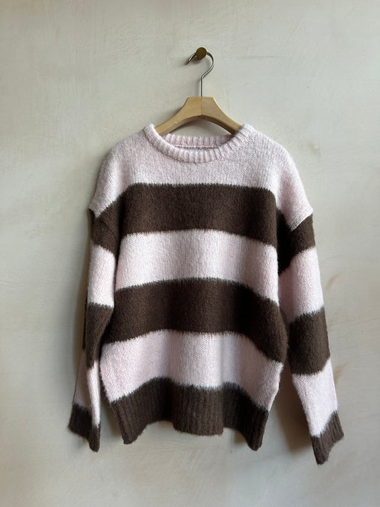 Blur Stripe jumper -BrownxPink-