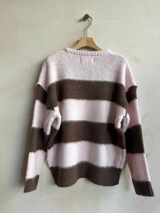 Blur Stripe jumper -BrownxPink-