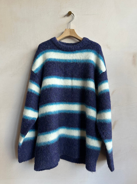 Double stripe jumper -Navy-
