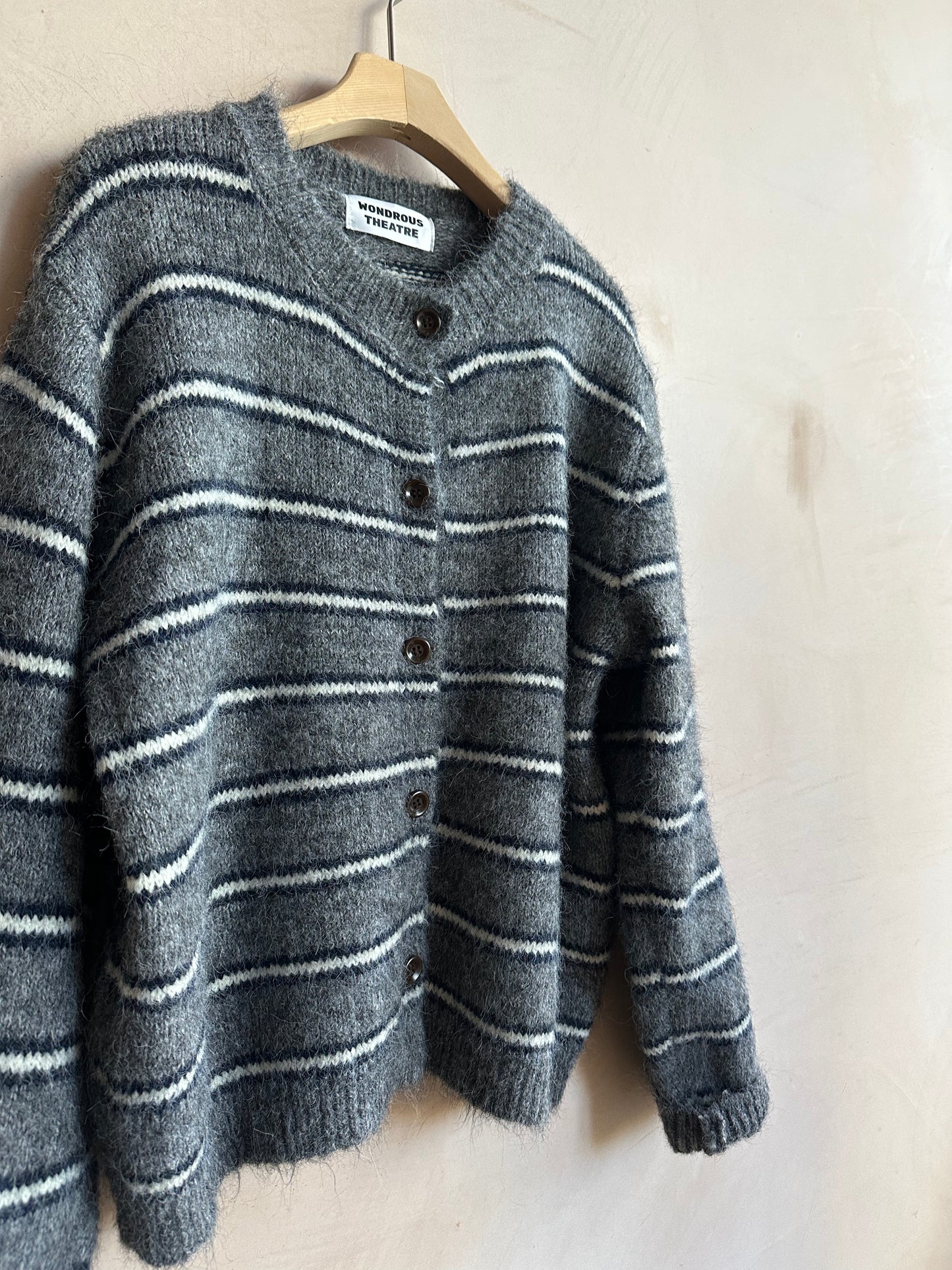 Stripe knit Cardi -Grey-