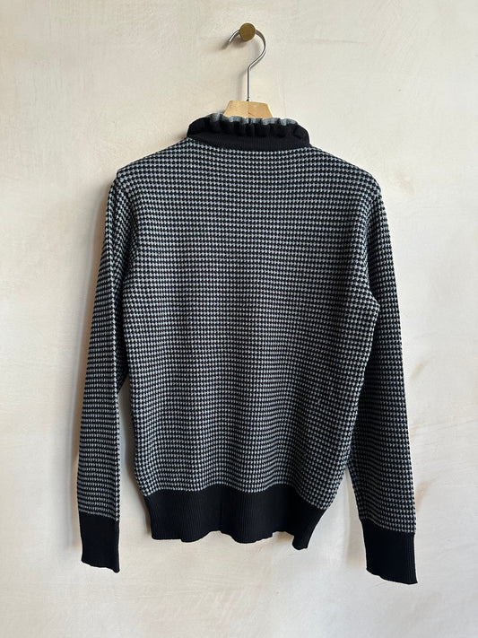 Two tone Diamond pattern turtle knit  -Black-