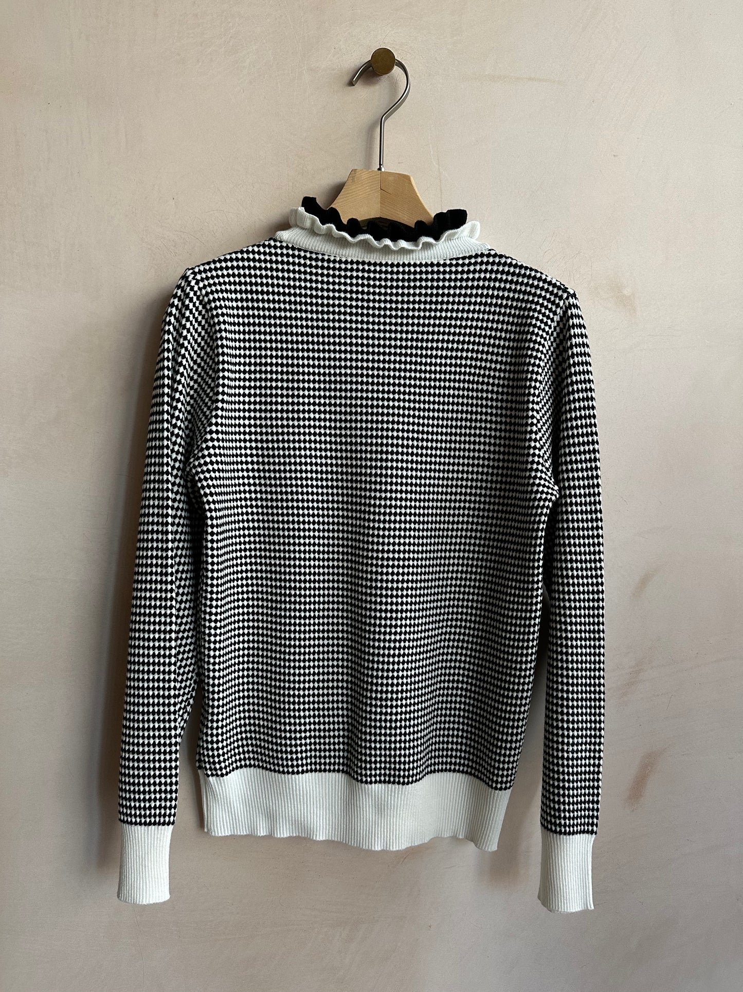 Two tone Diamond pattern turtle knit  -Ivory-