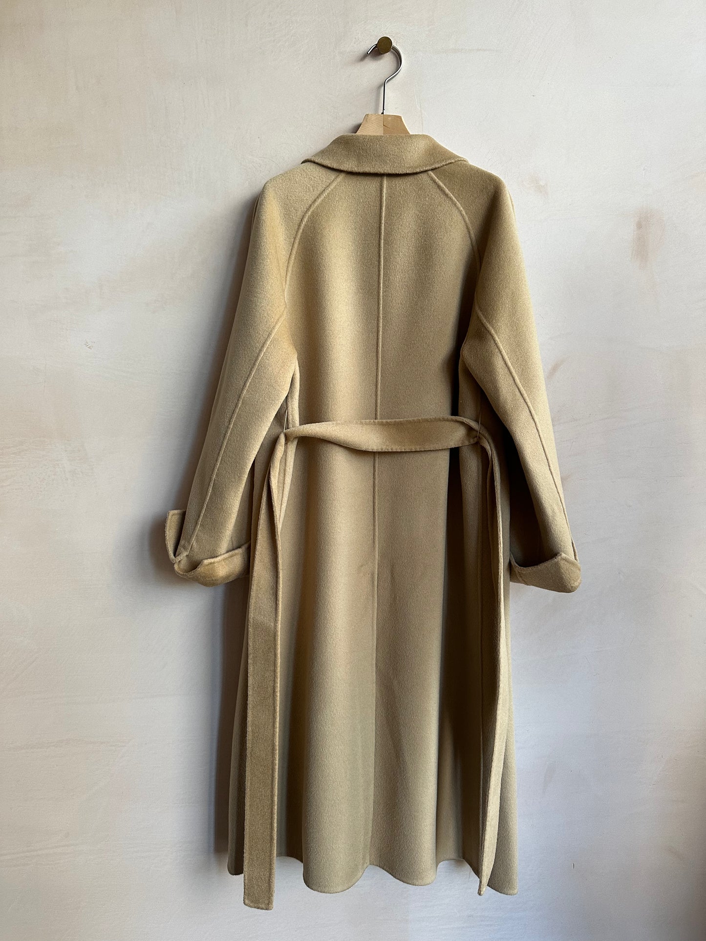 Wool Long double coat -Beige-