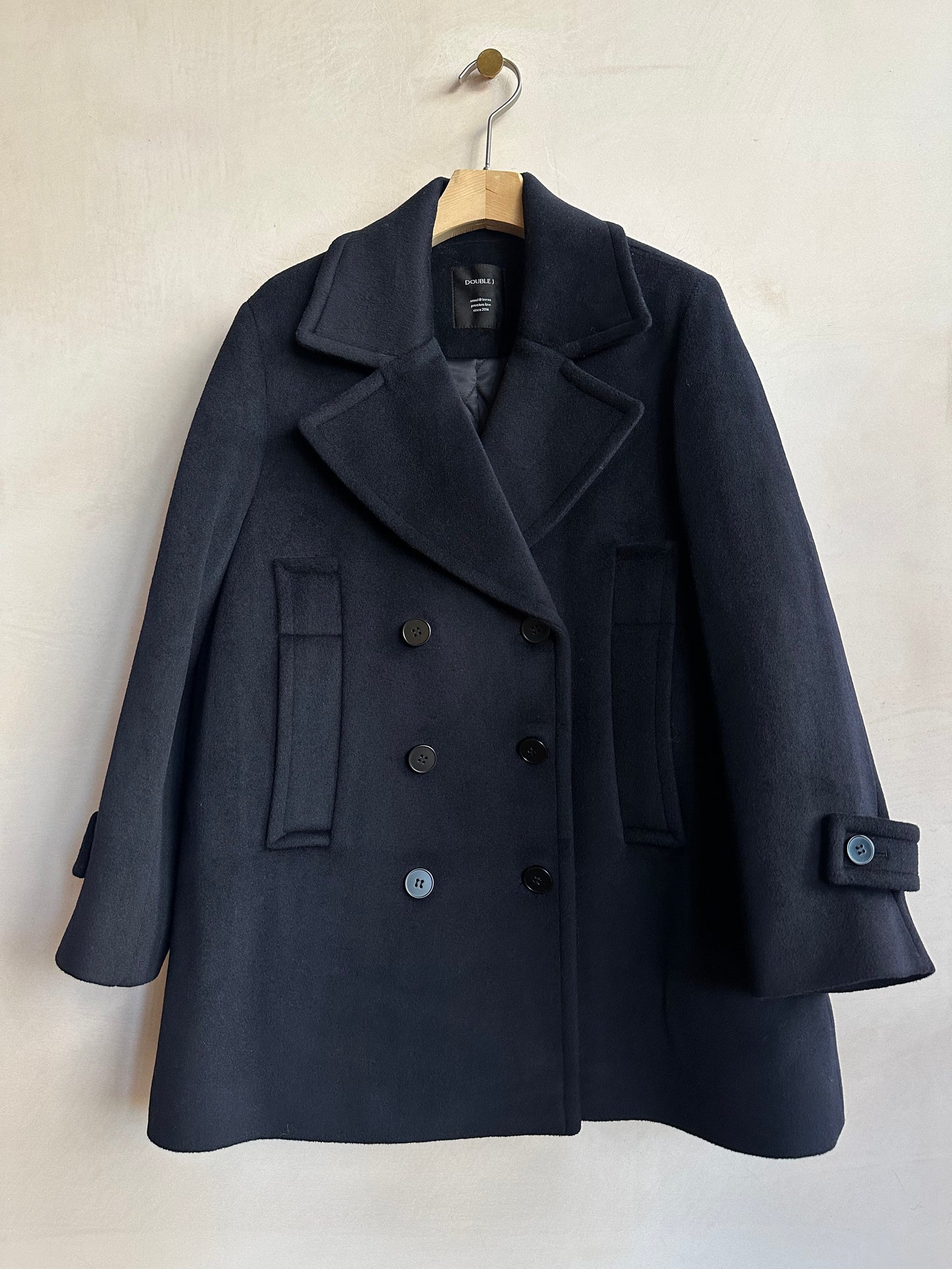 Double J Wool P coat -Navy-