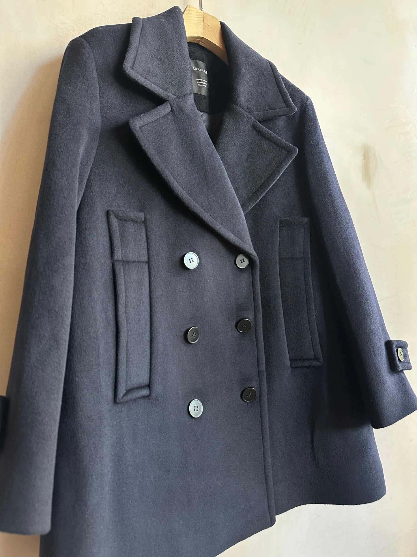 Double J Wool P coat -Navy-