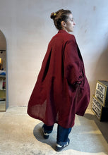 Balloon Sleeve light weight wool long Coat -Red-