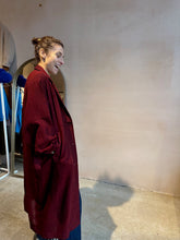 Balloon Sleeve light weight wool long Coat -Red-