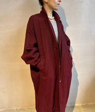 Balloon Sleeve light weight wool long Coat -Red-