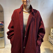 Balloon Sleeve light weight wool long Coat -Red-