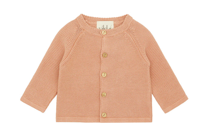 CARDIGAN ORGANIC COTTON KNIT -Natural Pink-