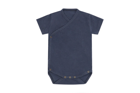 KIMONO BODYSUIT ORGANIC COTTON SS -Natural Blue-