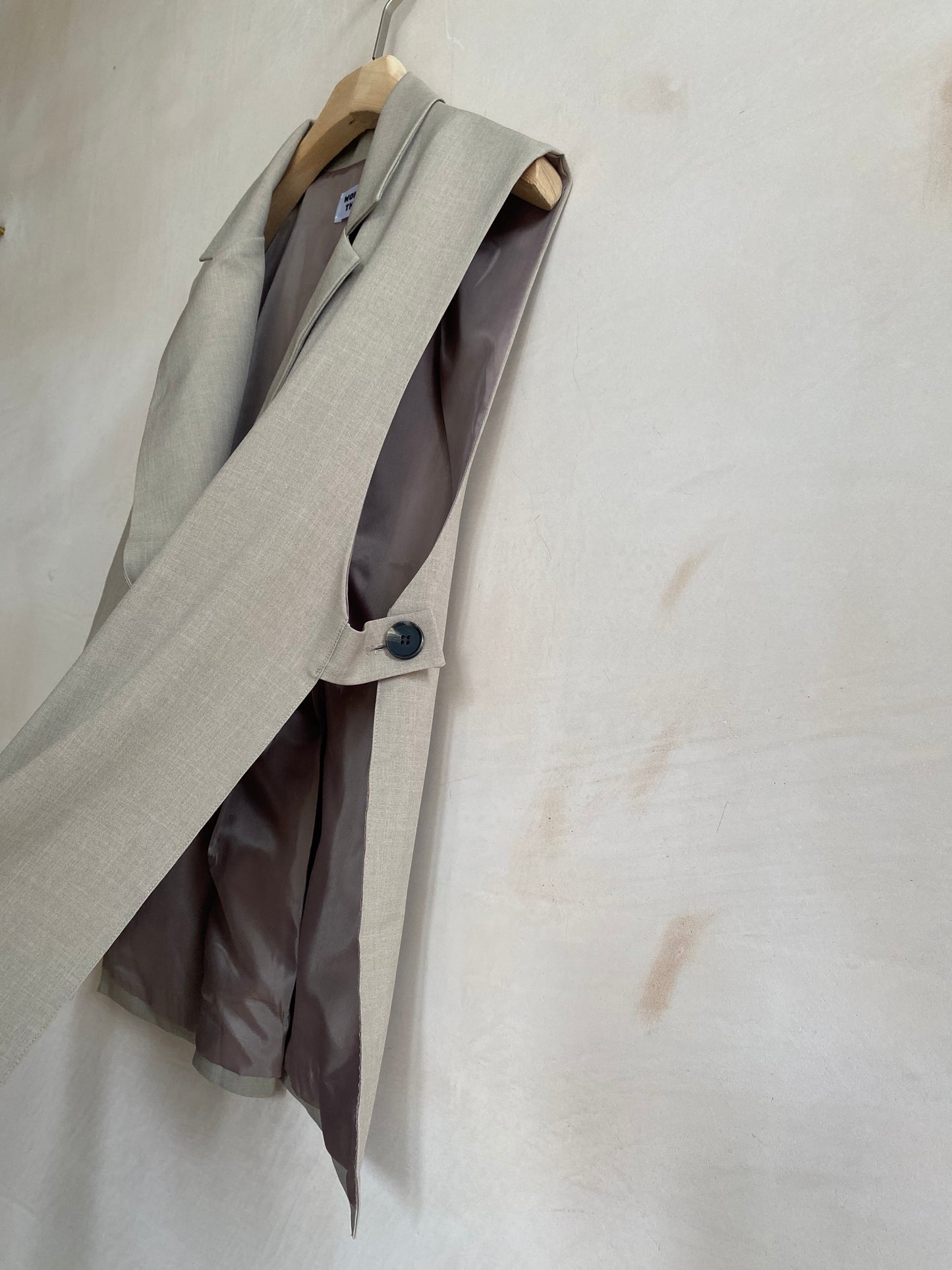 Side open button Vest -Beige-