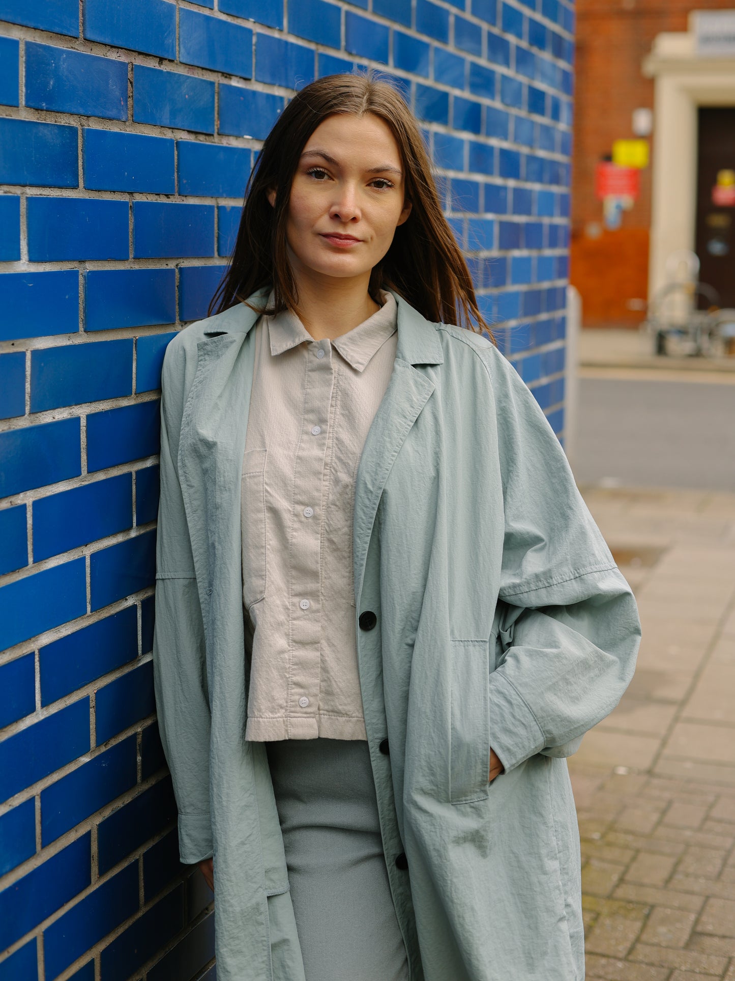 Summer light long Coat -Light blue-