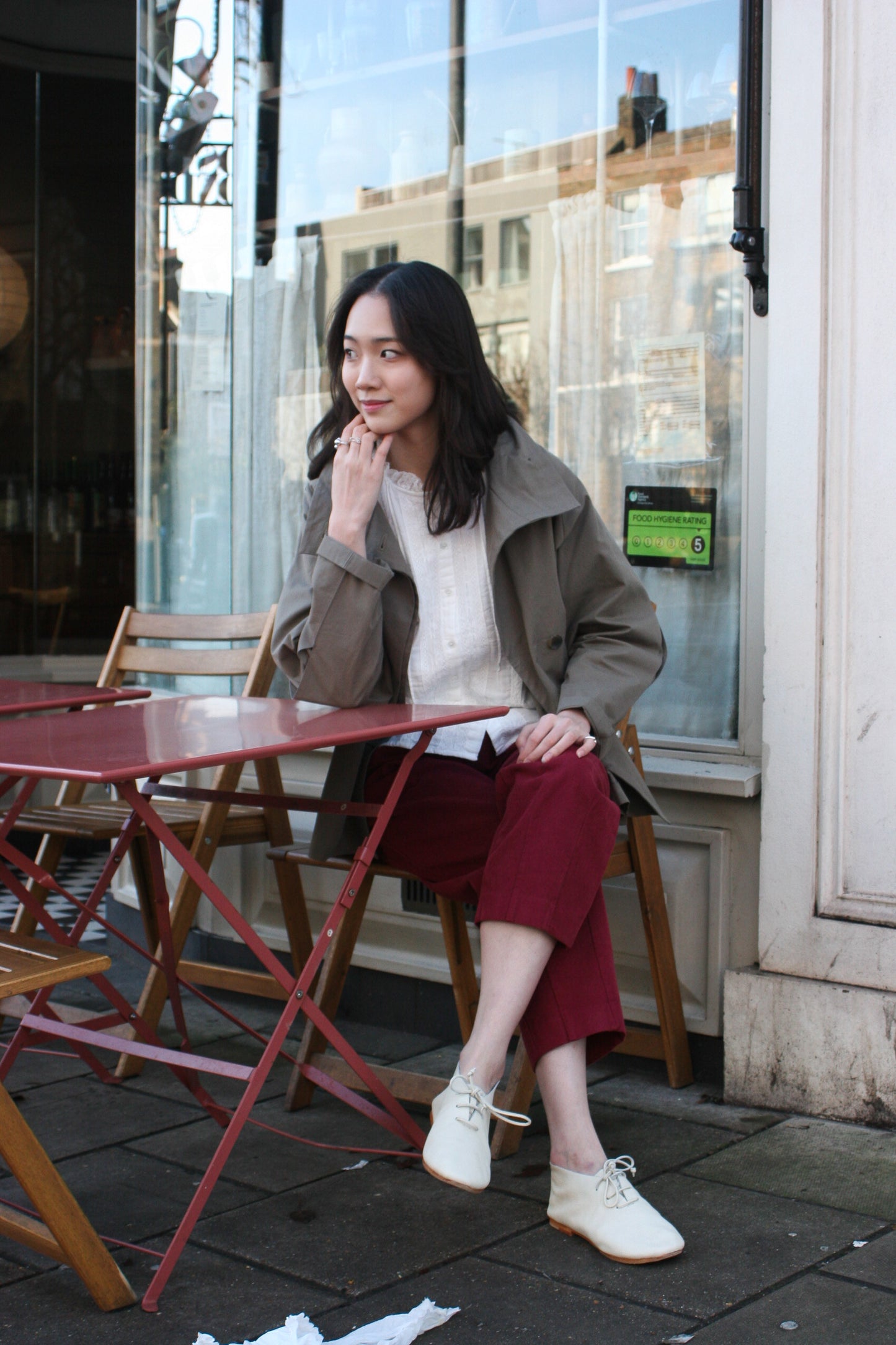 Double layered Half coat -Khaki-