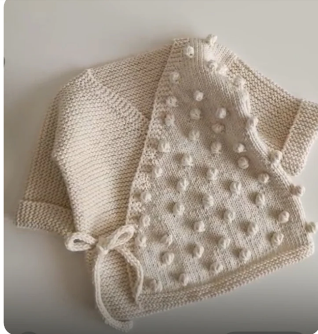 Organic Cotton Hand Knitted Envelope Neutral Baby Vest : 0-6M
