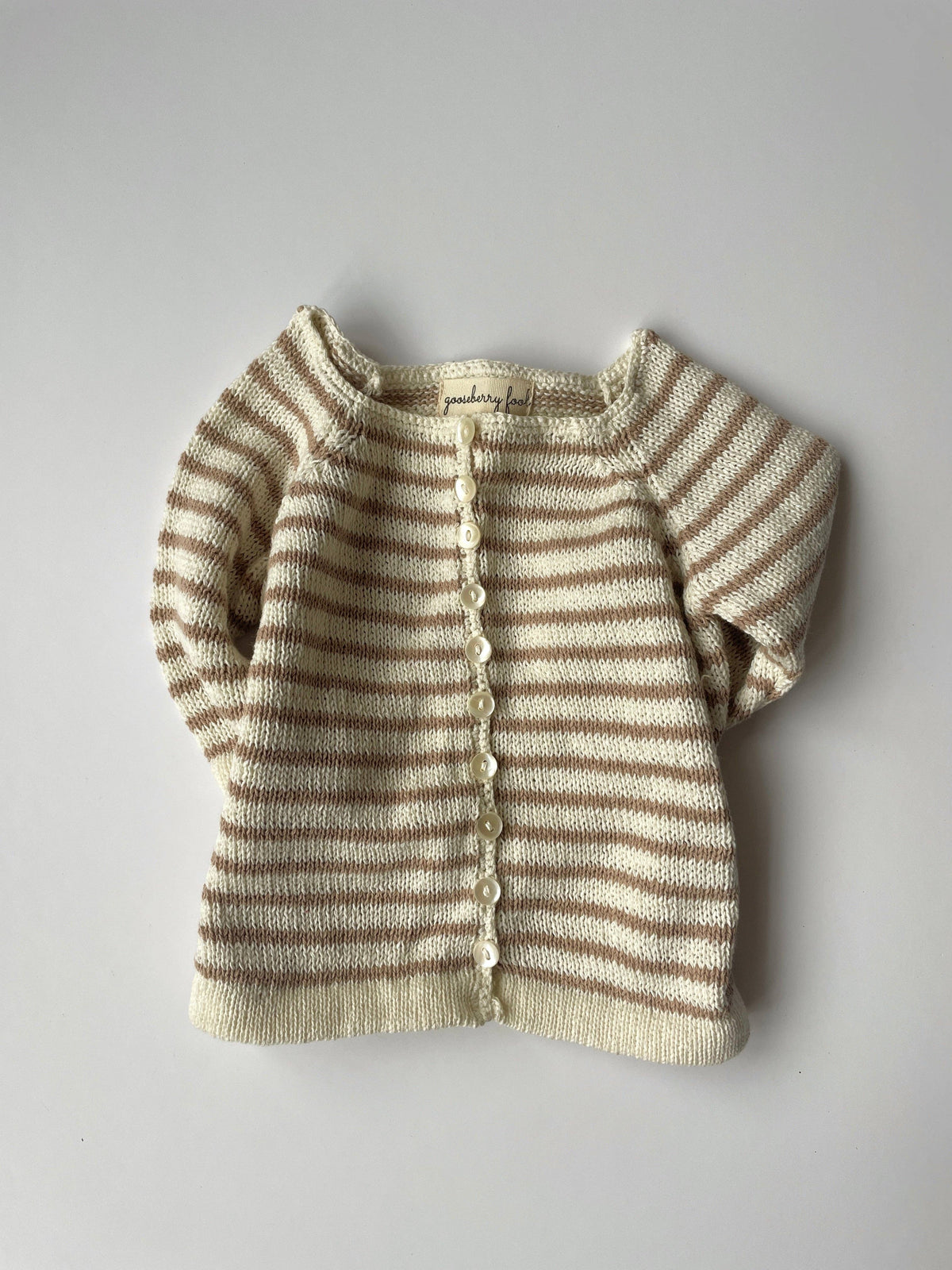 Striped cardigan: Cream and Mint / 3-6
