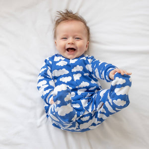 Blue cloud cotton sleepsuit: 3-6 M