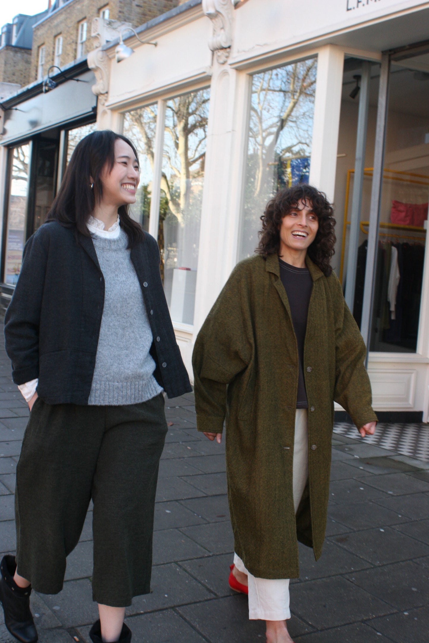 Balloon Sleeve light weight wool long Coat -Yellow-