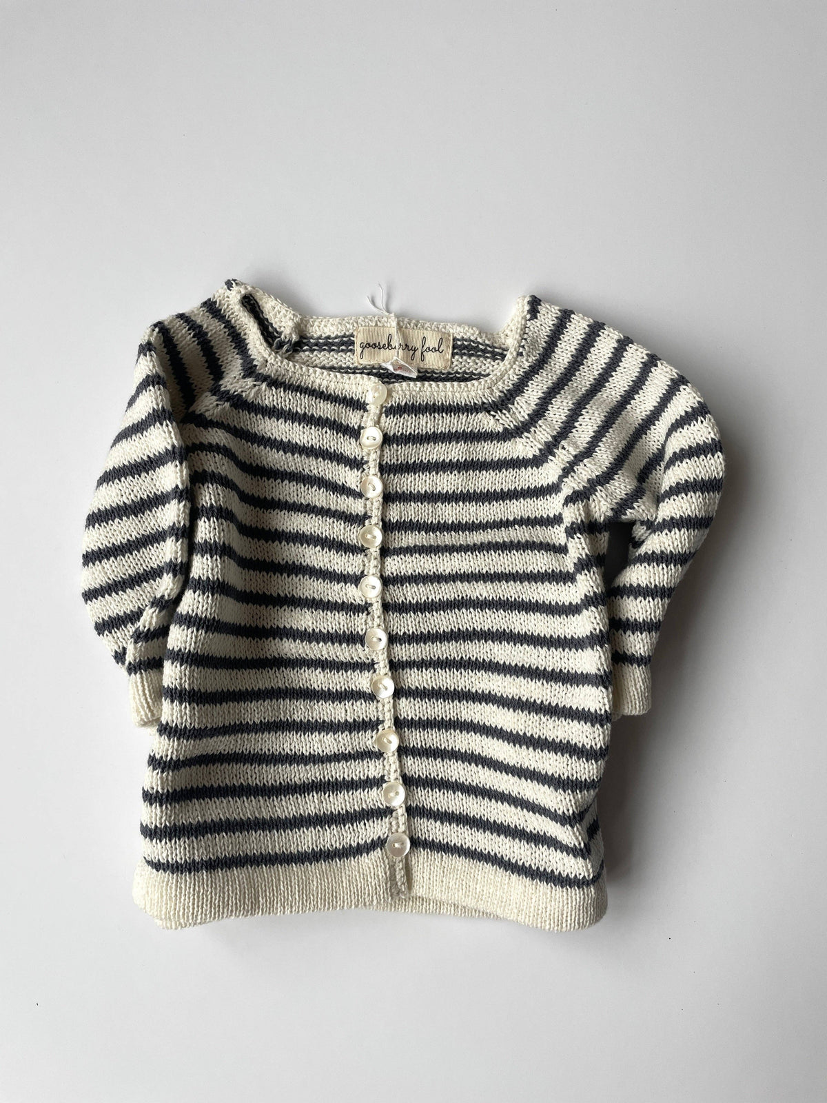 Striped cardigan: Cream and Mint / 0-3