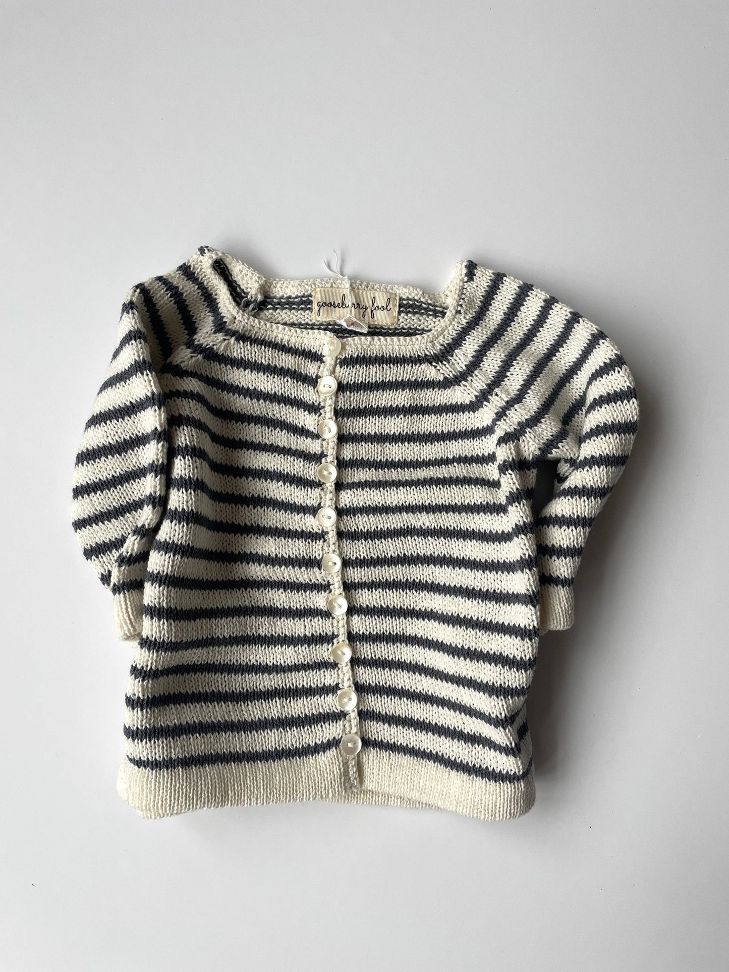 Striped cardigan: Cream and Mint / 3-6