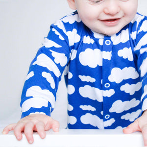 Blue cloud cotton sleepsuit: 3-6 M