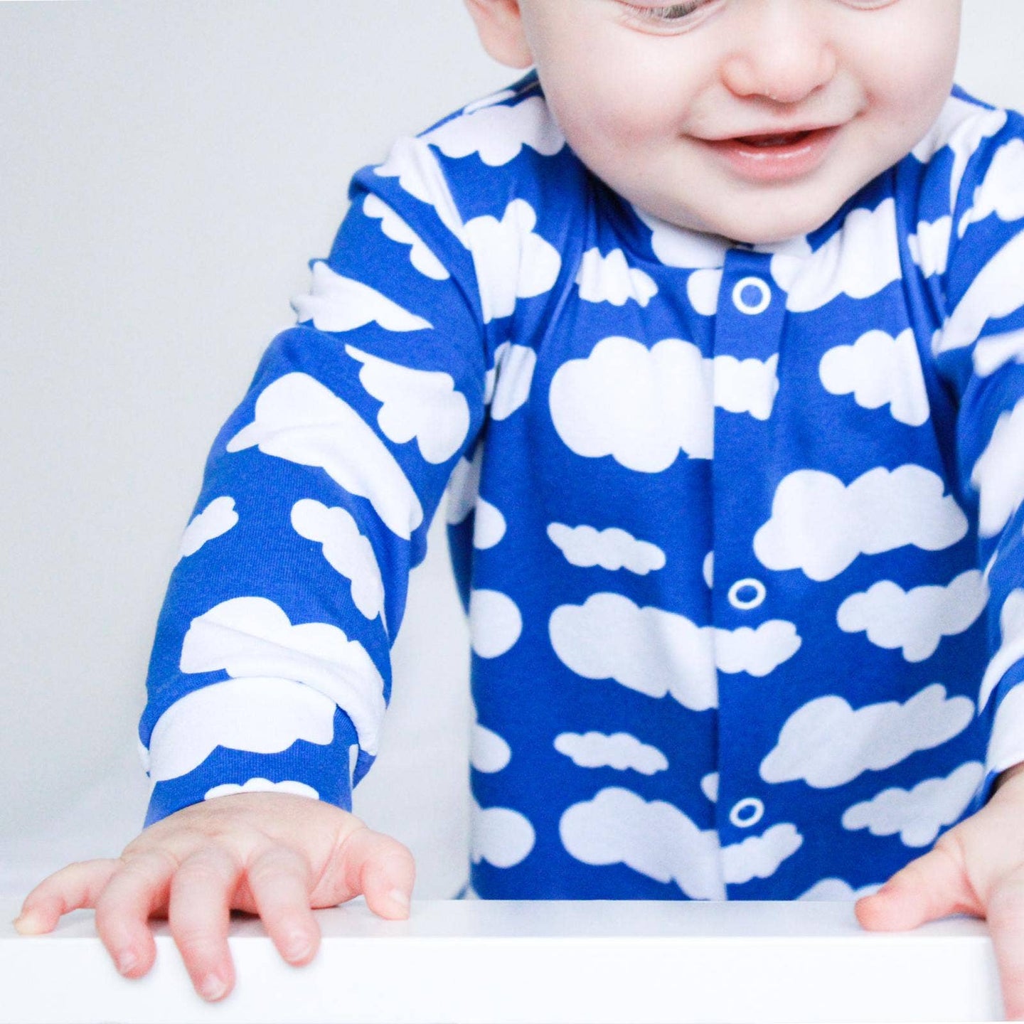 Blue cloud cotton sleepsuit: 3-6 M