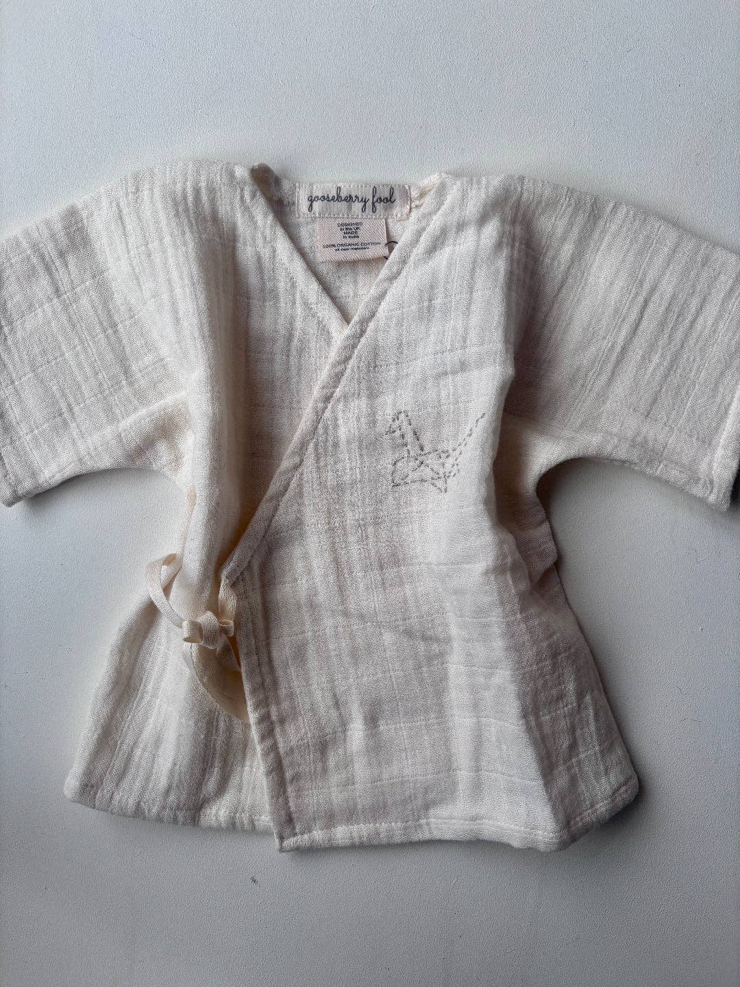 Organic cotton muslin baby pyjamas: 0-3
