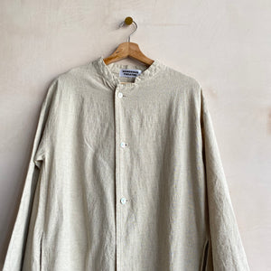 Cotton button long jackets -Beige-