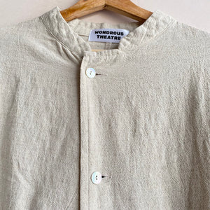 Cotton button long jackets -Beige-