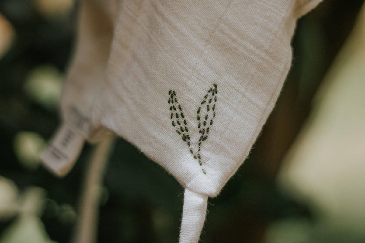 Organic cotton bunny ear bonnet: 6-12
