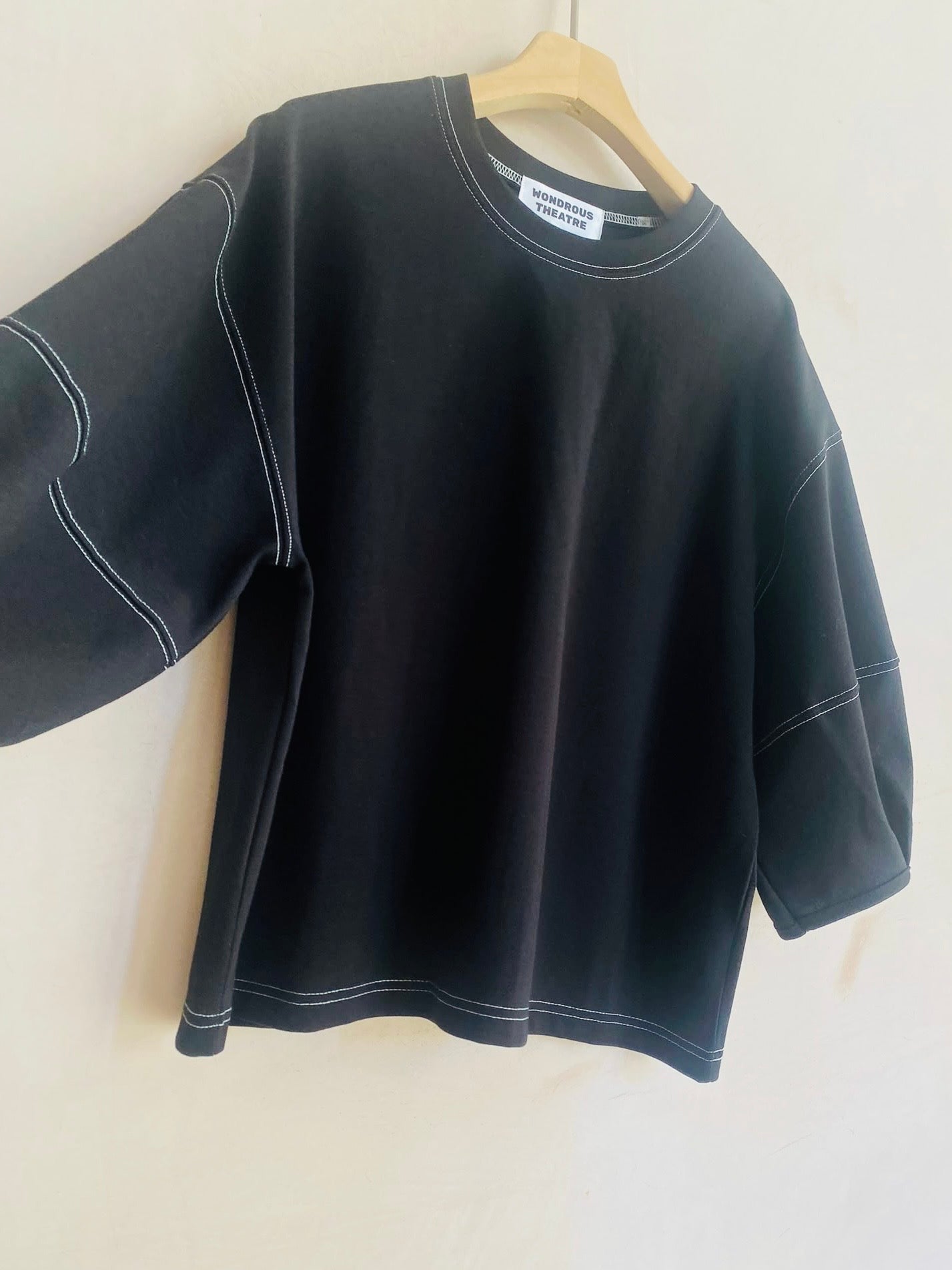 Stitch Balloon Sleeve Top -BLACK-