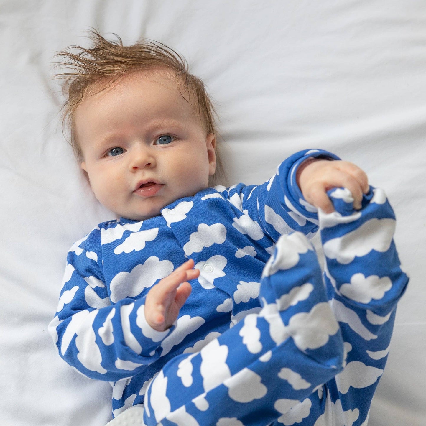 Blue cloud cotton sleepsuit: 3-6 M