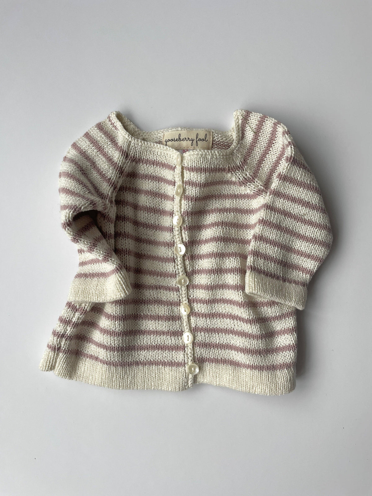 Striped cardigan: Cream and Mint / 3-6