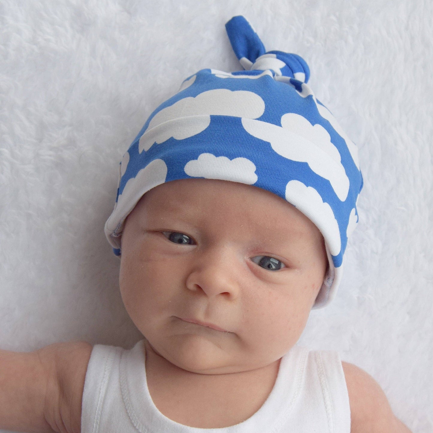 Blue cloud cotton sleepsuit: 3-6 M