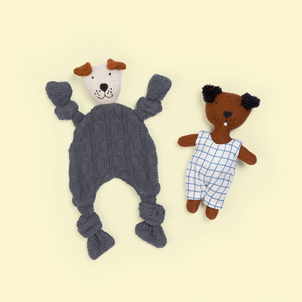 Cotton Knit Child's Rattle Toy: Dog