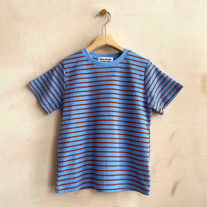 RIB STRIPE T -BLUEX BROWN-