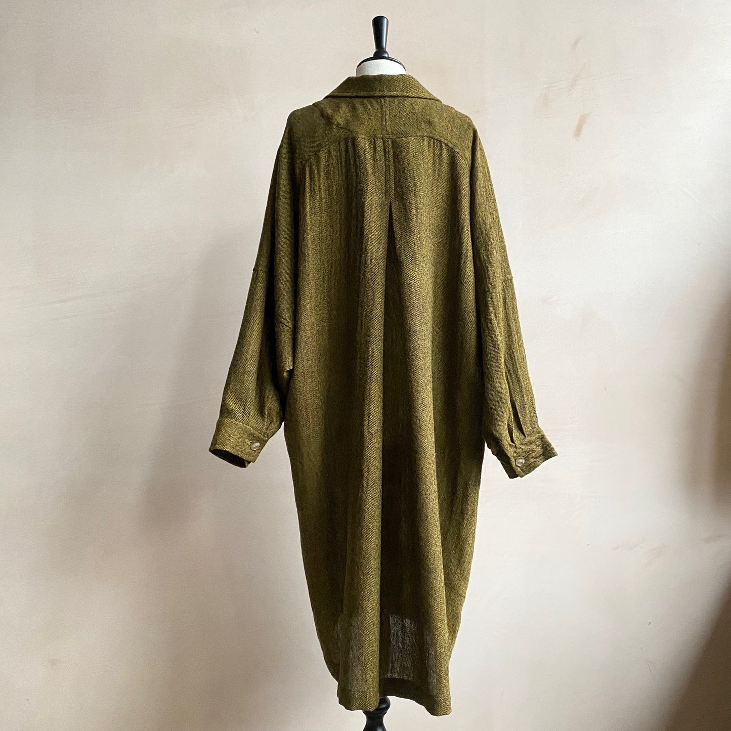 Balloon Sleeve light weight wool long Coat -Yellow-